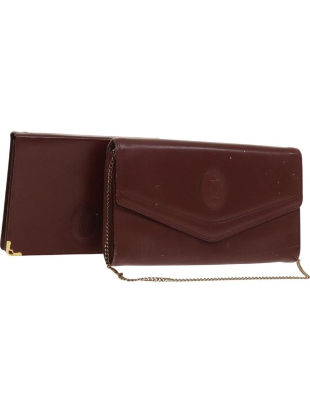 CARTIER Must Line Chain Bag Leather 2 Set Bordeaux